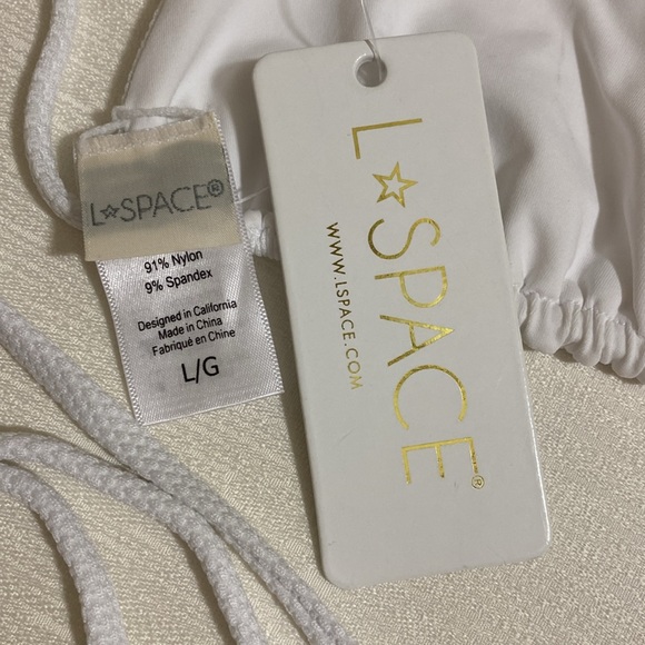 L*SPACE Women's Kara Top w Metallic Gold Studs Bikini Top Size L - Picture 5 of 6